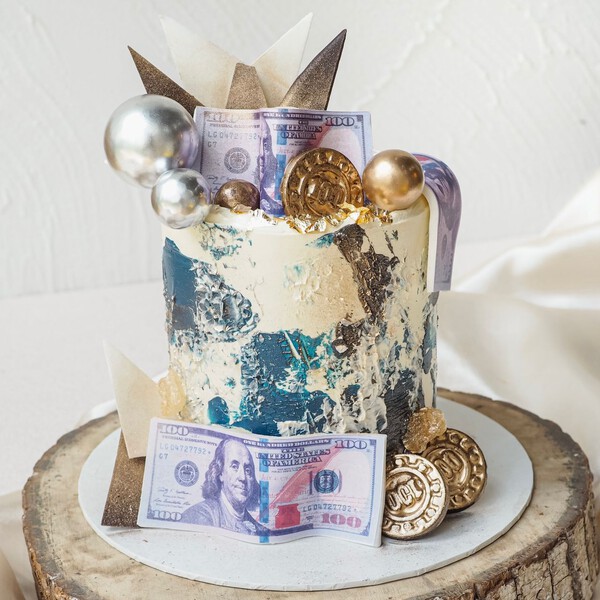 Blue Bucks Cake | Money Theme Cake